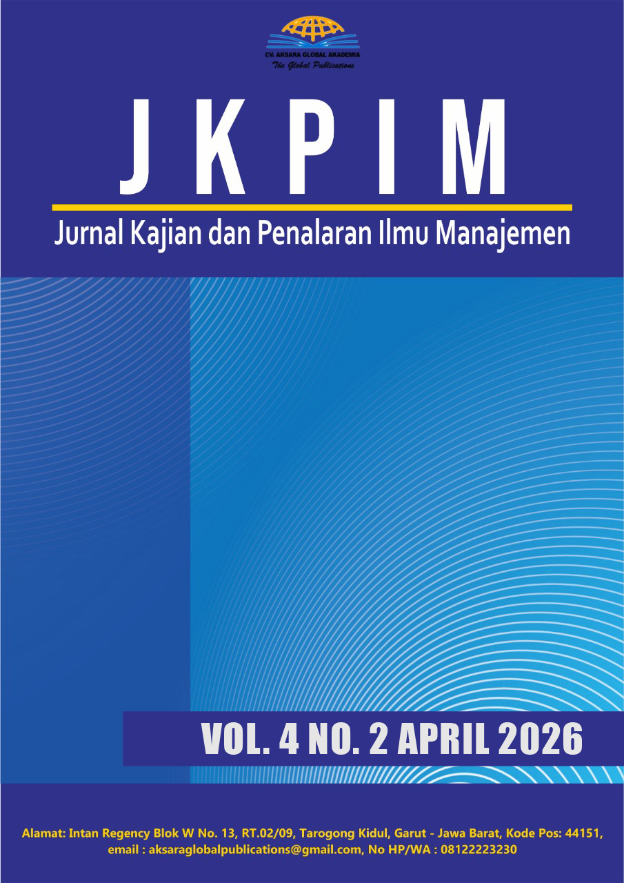 					View Vol. 4 No. 2 (2026): April ; Jurnal Kajian dan Penalaran Ilmu Manajemen
				